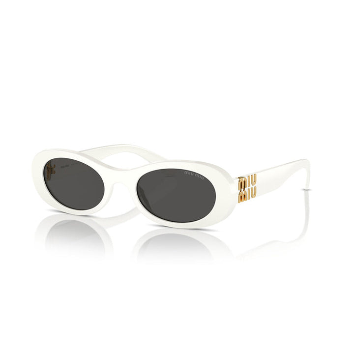 Miu Miu Sunglasses Oval Full Rim, White Ivory Frame and Dark Grey Lens MU06ZS1425S0
