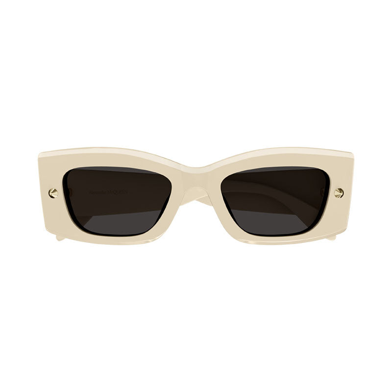 Alexander McQueen Sunglasses Rectangle Full Rim, Ivory Frame and Grey Lens AM0426S005