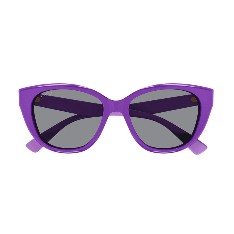 Gucci Sunglasses Square Full Rim, Shiny Glossy Purple Frame and Light Grey Lens GG1588S004