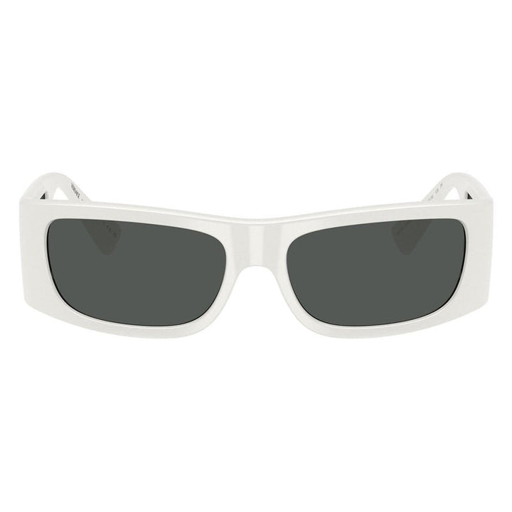 Versace Rectangle Full Rim, with a White frame and Dark Grey lens.