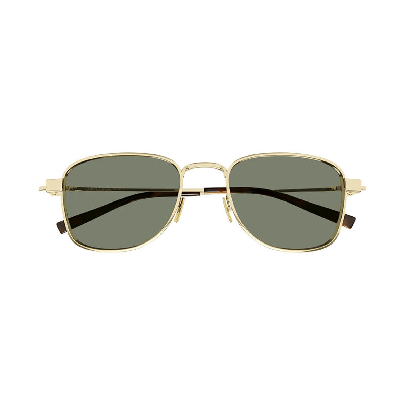 Saint Laurent Sunglasses Square Full Rim, Shiny Gold Frame and Green Lens SL741003