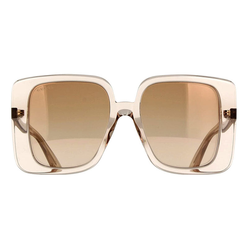 Gucci Sunglasses Square Full Rim, Transparent Sand Frame and Brown Gradient Lens GG1314S005