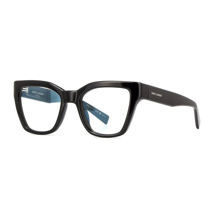 Saint Laurent Sunglasses Cat Eye Full Rim, Shiny Black Frame and Clear To Grey Photocromic AR Blue Lens SL641006