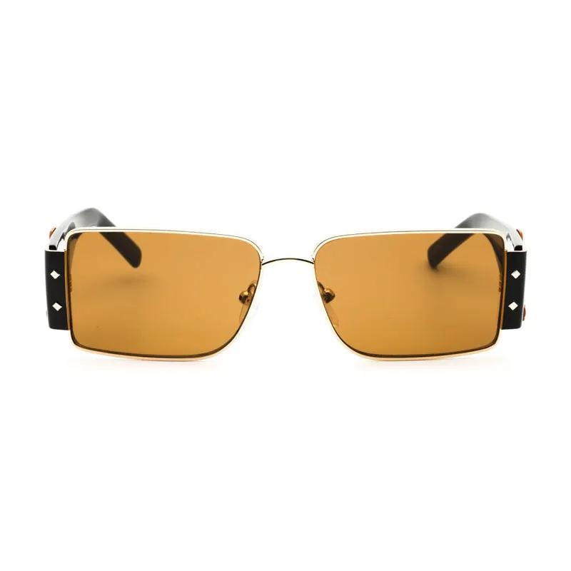 Mcm Sunglasses Rectangle Full Rim, Gold Frame And Roviex Lens