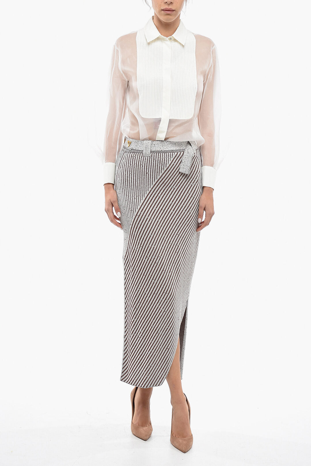 Aeron Belted Stretchy SAND Maxi Skirt