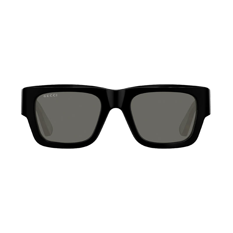 Gucci Sunglasses Square Full Rim, Shiny Black Frame and Grey Lens GG1668S001