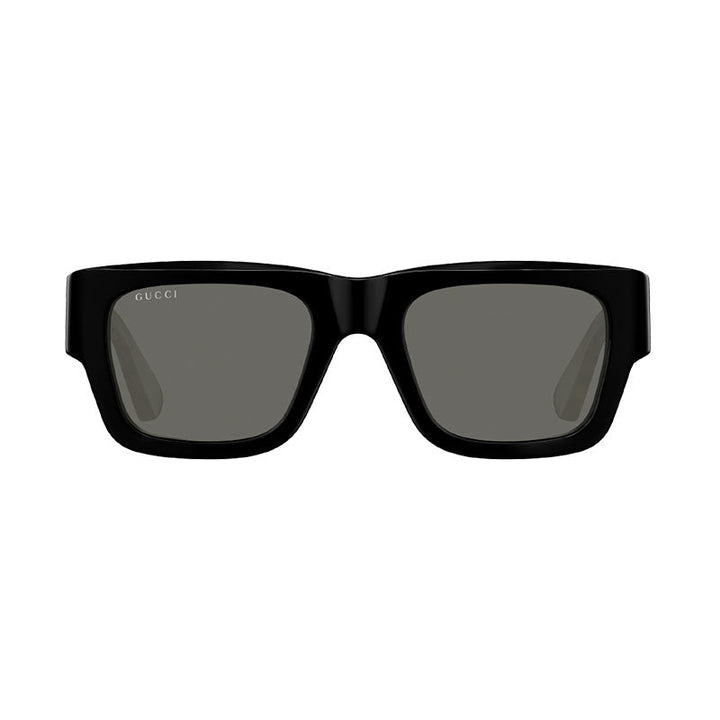 Gucci Sunglasses Square Full Rim, Shiny Black Frame and Grey Lens GG1668S001