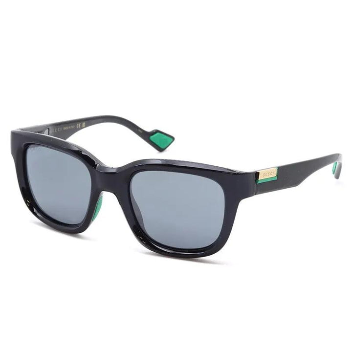 Gucci Sunglasses Square Full Rim, Shiny Black Frame And Gradient Grey Silver Mirror Lens Gg1621S001