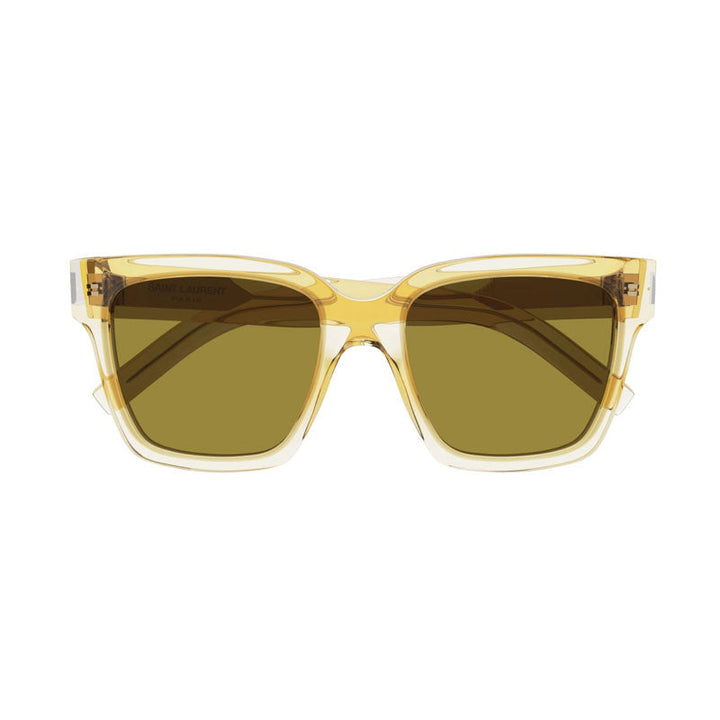 Saint Laurent Sunglasses Square Full Rim, Transparent Yellow Frame and Green Lens SL507005