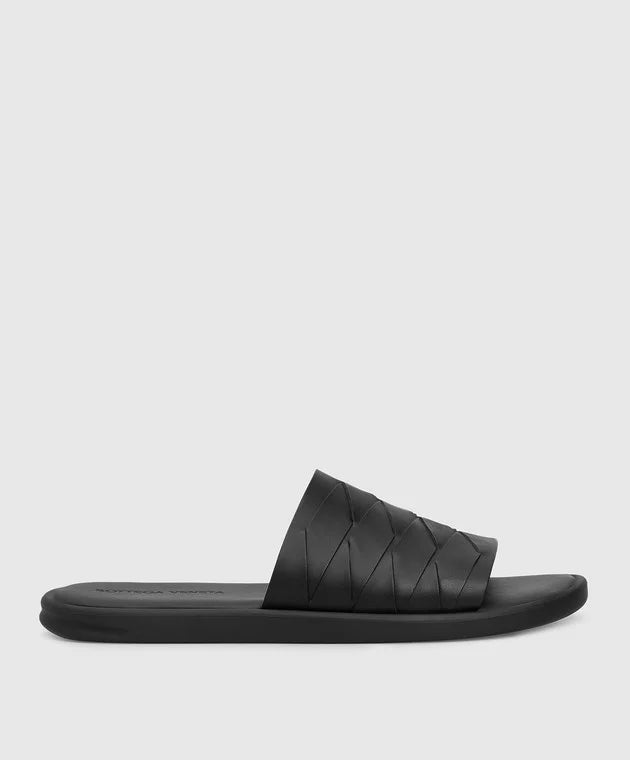 slids - Bottega Veneta Black Leather Flip Flops - 608731VBPU0_1000 - Ask Me Wear