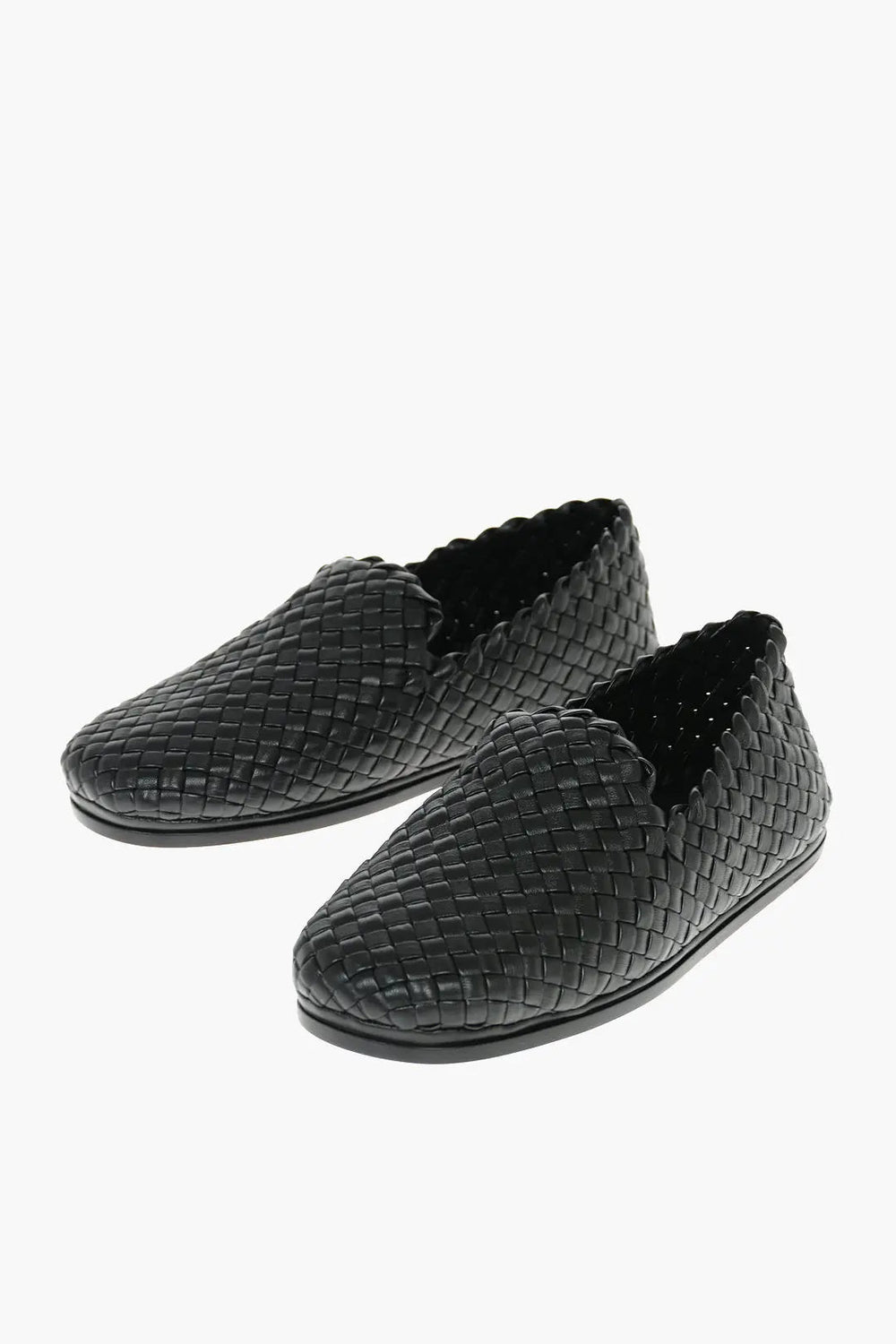 Shoes - Bottega Veneta Braided Leather Tubular Lagoon Loafers - 611145VBSN0_1000 - Ask Me Wear