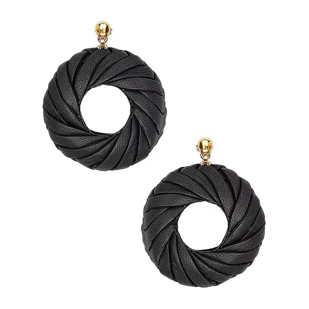 Bottega Veneta - Earrings - Bottega Veneta Leather Circle Earrings - 608686 VAHUA 1000 - Ask Me Wear