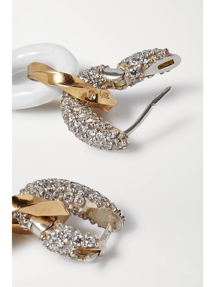 Bottega Veneta - Earrings - Bottega Veneta Silver and gold - tone, enamel and crystal earrings - 629179VBOBH_9830 - Ask Me Wear