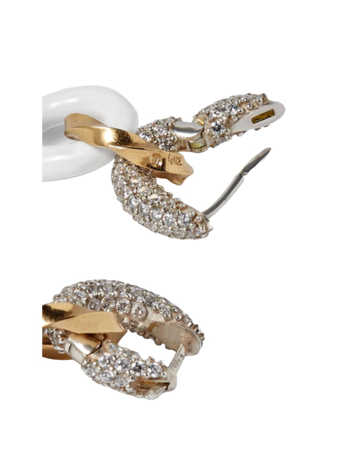 Earrings - Bottega Veneta Silver And Gold - tone, Enamel And Crystal Earrings In White - 8094131171 - Ask Me Wear