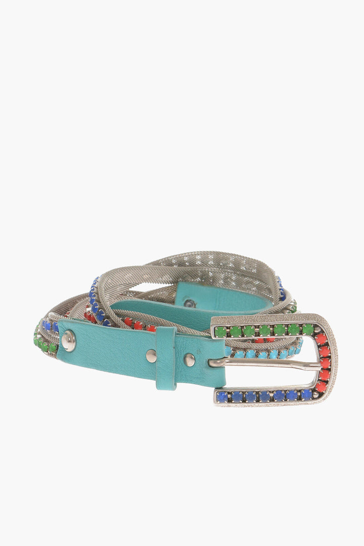 Nanni Braided Belt With Jewels And leather Details 20mm