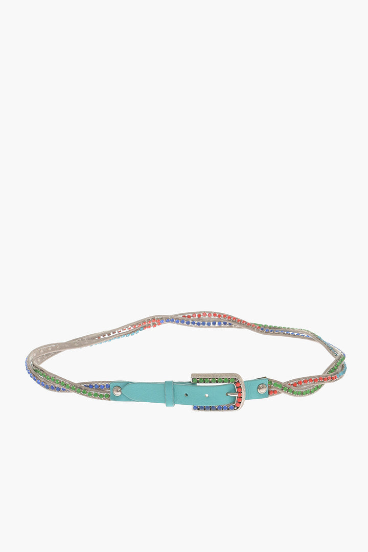 Nanni Braided Belt With Jewels And leather Details 20mm