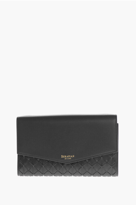 Serapian Braided Leather Clutch With Removable Shoulder Strap