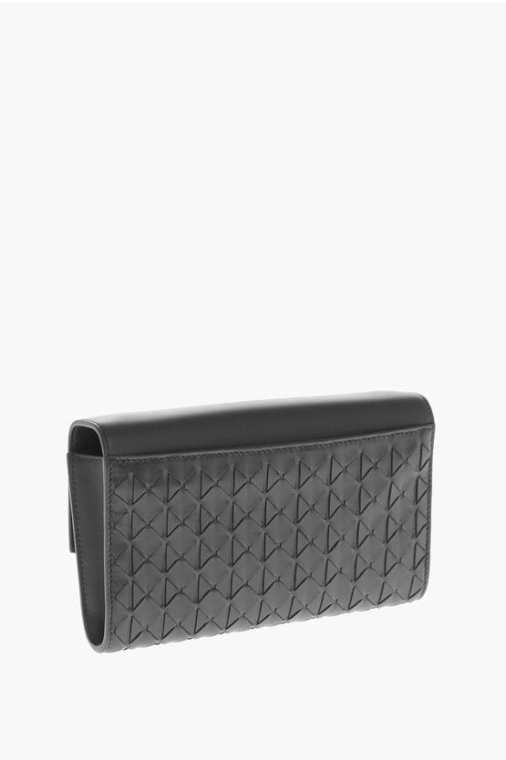 Serapian Braided Leather Clutch With Removable Shoulder Strap