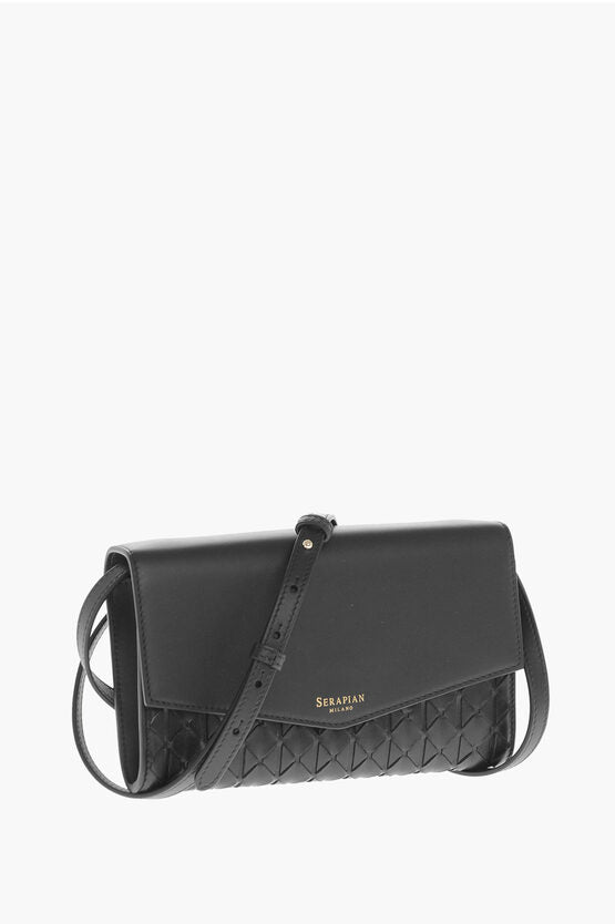 Serapian Braided Leather Clutch With Removable Shoulder Strap