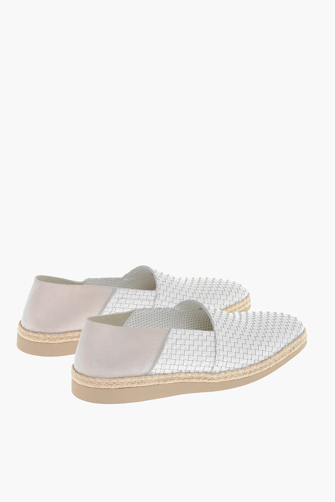 Testoni Braided Leather Espadrilles with Suede Detail