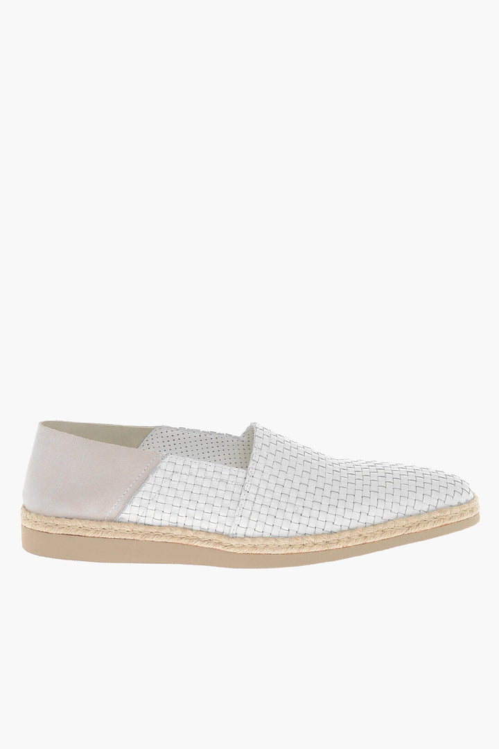 Testoni Braided Leather Espadrilles with Suede Detail