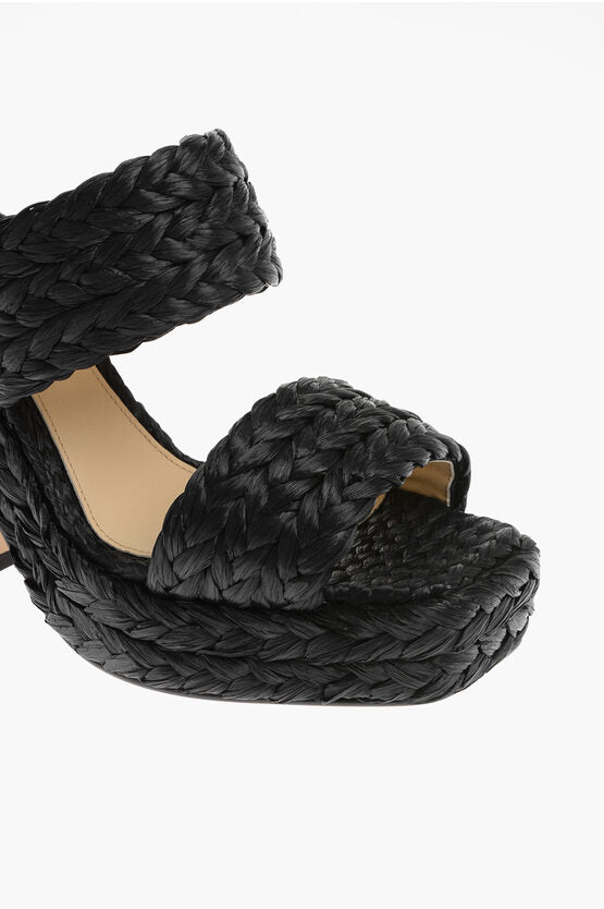 Sandalias de rafia trenzada Bottega Veneta 12 cm 38,5 EU