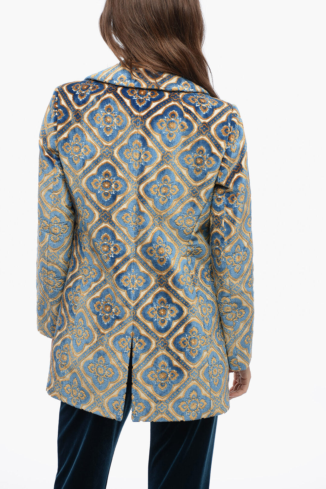 Etro Brocade Doble-Brested Coat with Flared Fit