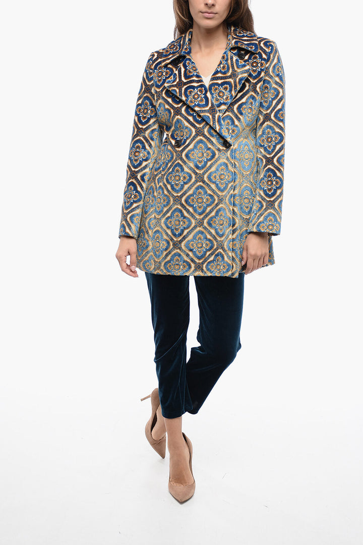 Etro Brocade Doble-Brested Coat with Flared Fit