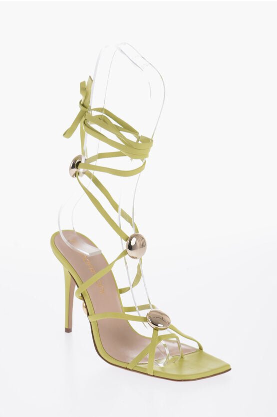 Shoes - Bruno Frisoni Leather ATOM Lace - Up Sandals with Golden Studs - 900481324107 - Ask Me Wear