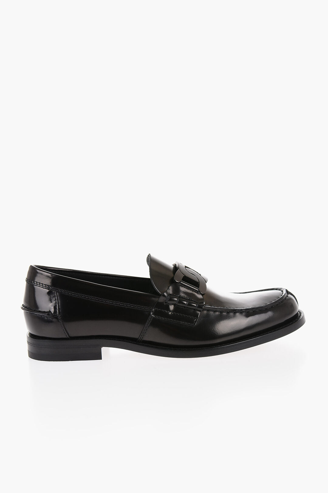 Tod's Brushed Leather Loafers With Chain Deatil