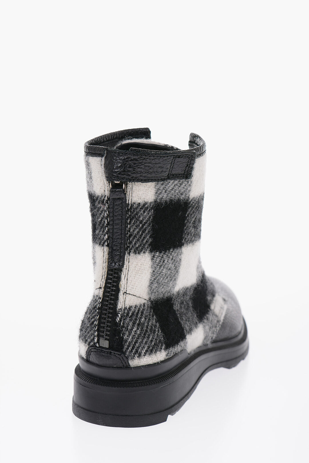 Woolrich Buffalo Checked Wool and Textured Leather Combat Boots