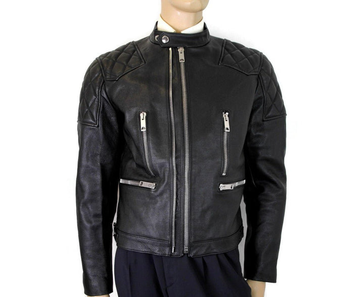  - Burberry Men's Black Leather Diamond Quilted Biker Jacket - 4067591 - Black - EU 50 - bgi - Ask Me Wear