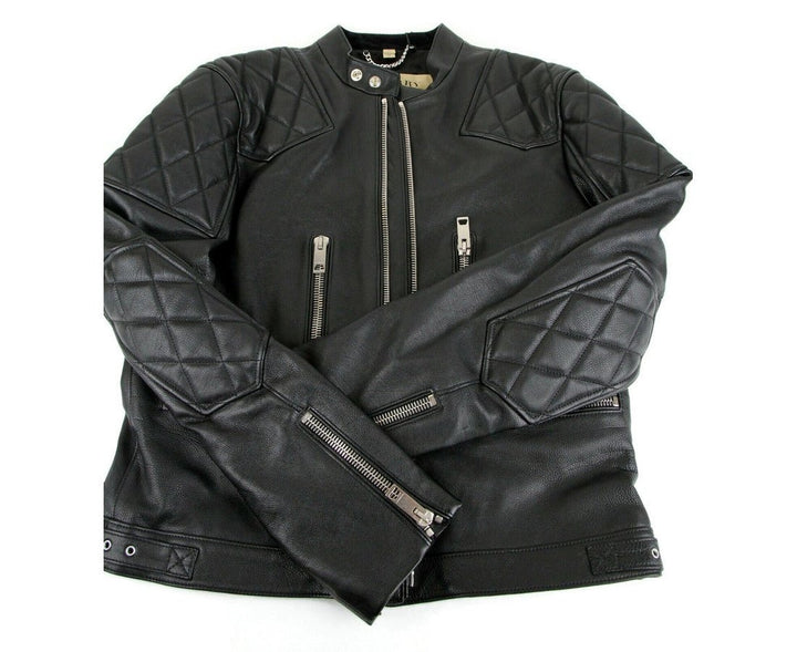  - Burberry Men's Black Leather Diamond Quilted Biker Jacket - 4067591 - Black - EU 50 - bgi - Ask Me Wear