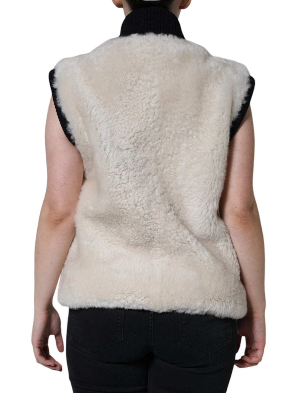  - Burberry White WARRENFORD Shearling Leather Vest Coat Jacket - JKT4091 - 44 - Ask Me Wear