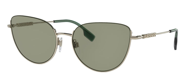 BurberrySunglasses - Burberry BE 3144 1109/2 Cat - Eye Metal Gold Sunglasses with Green Lens - BE_3144_1109/2_58mm - Ask Me Wear