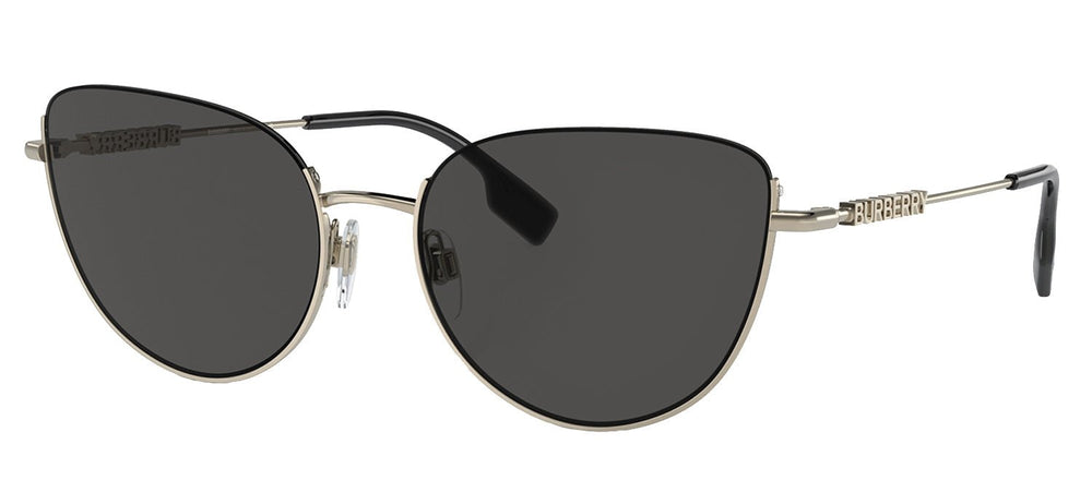 BurberrySunglasses - Burberry BE 3144 110987 Cat Eye Metal Gold Sunglasses with Dark Grey Lens - BE_3144_110987_58mm - Ask Me Wear