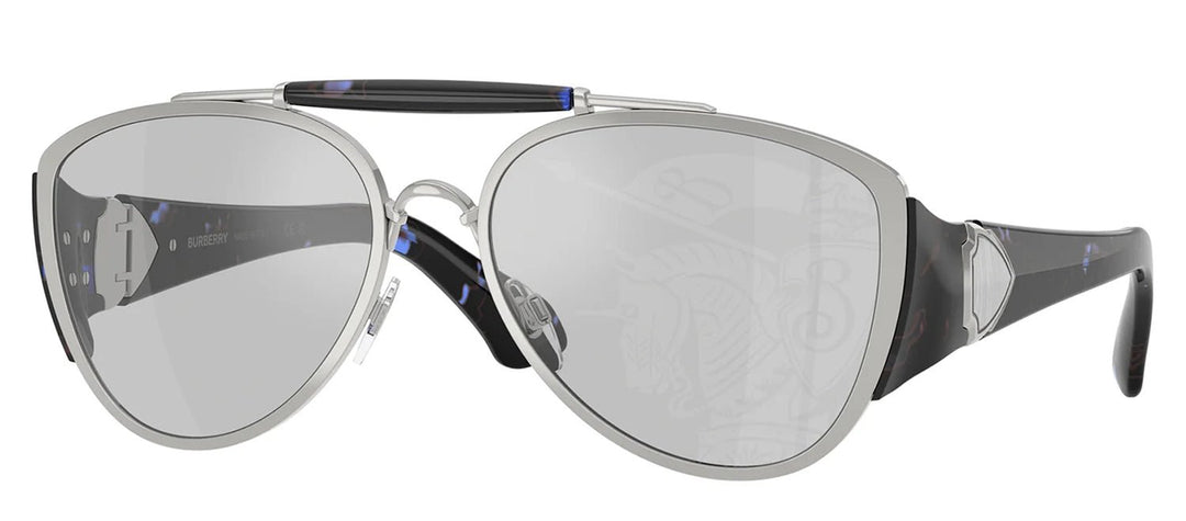 BurberrySunglasses - Burberry BE 3161 100569 Pilot Metal Silver Sunglasses with Silver Mirror Lens - BE_3161_100569_60mm - Ask Me Wear