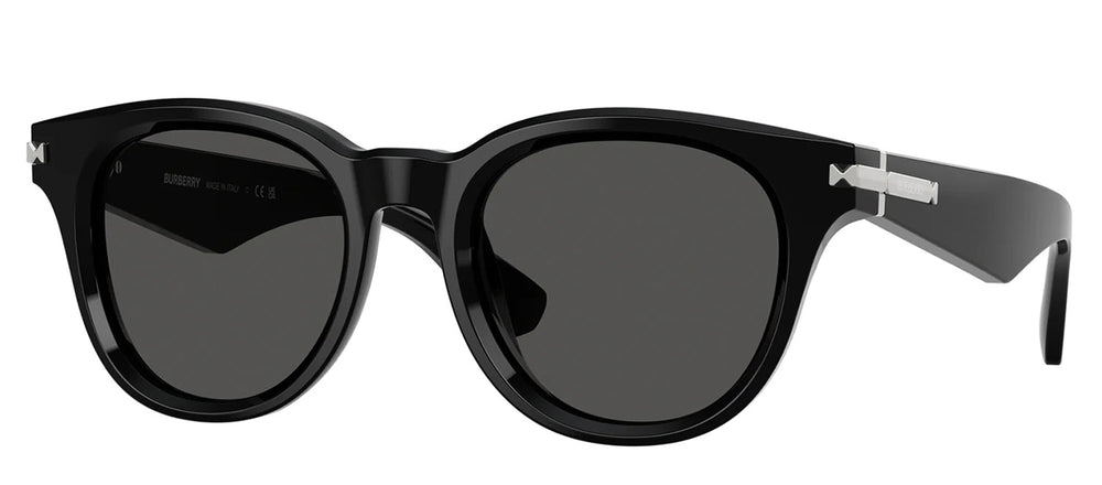 BurberrySunglasses - Burberry BE 4439 300187 Round Plastic Black Sunglasses with Grey Lens - BE_4439_300187_51mm - Ask Me Wear