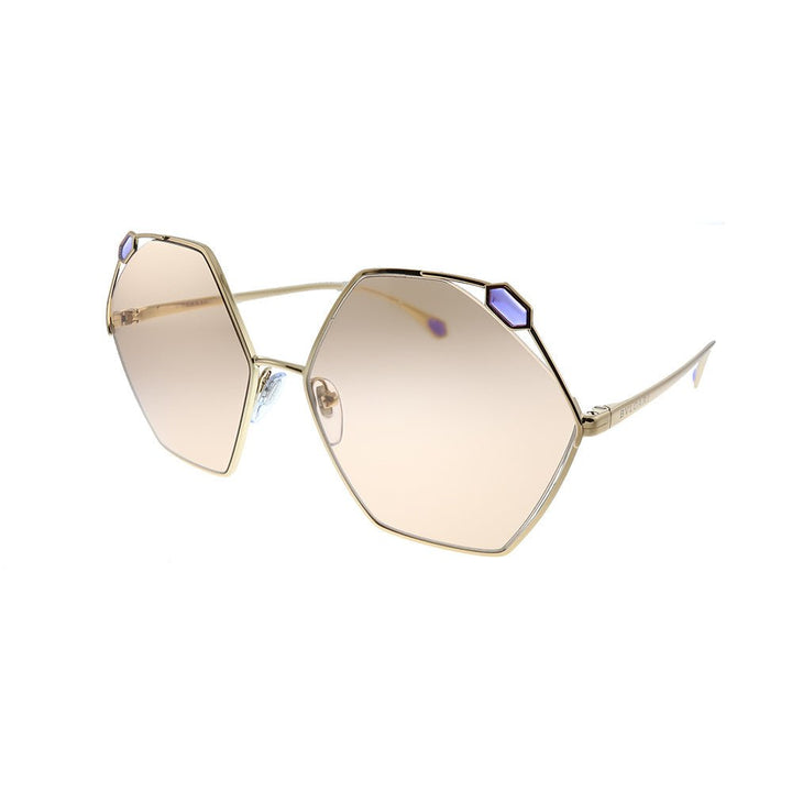 BvlgariSunglasses - Bvlgari BV 6160 2014/3 Geometric Metal Gold Sunglasses with Brown Lens - BV_6160_2014/3 - Ask Me Wear