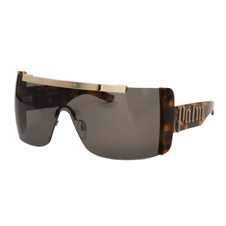Palm Angels Sunglasses Shield Rimless, Havana Frame and Dark Grey Lens PERI032LOSANGELES6007