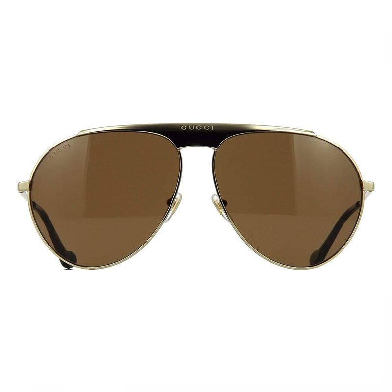 Gucci Sunglasses Aviator Full Rim, Gold Frame and Brown Lens GG0908S001