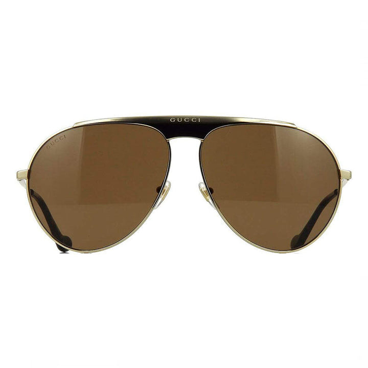 Gucci Sunglasses Aviator Full Rim, Gold Frame and Brown Lens GG0908S001