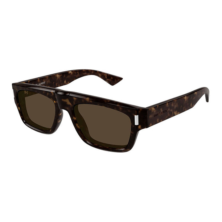 Saint Laurent Sunglasses Square Full Rim, Dark Havana Frame and Brown Lens SL762002