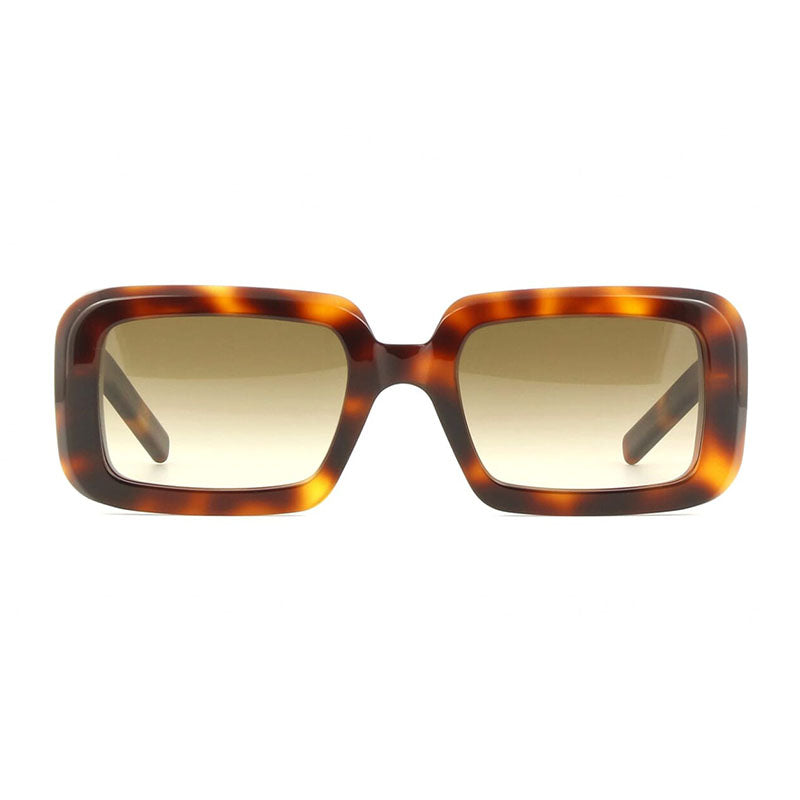 Saint Laurent Sunglasses Rectangle Full Rim, Shiny Havana Frame and Brown Gradient Lens SL534SUNRISE012
