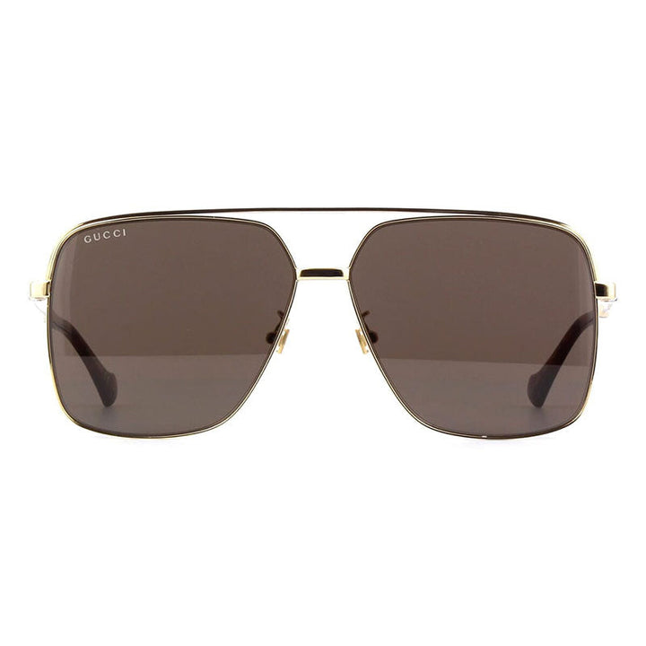 Gucci Sunglasses Aviator Full Rim, Gold Frame and Brown Lens GG1099SA003