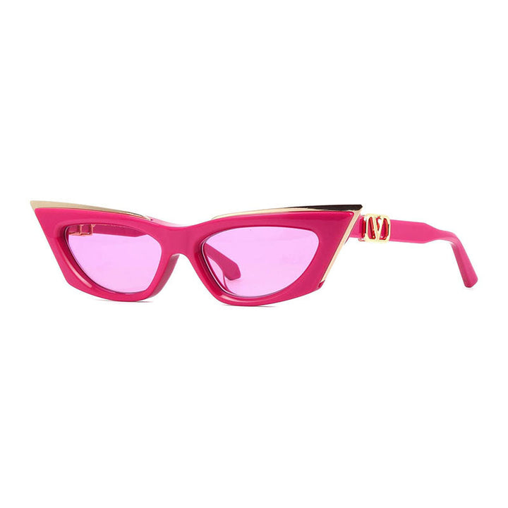 Valentino Sunglasses Cat Eye Full Rim, Pink/White Gold Frame and Pink AR Lens VLS-113C