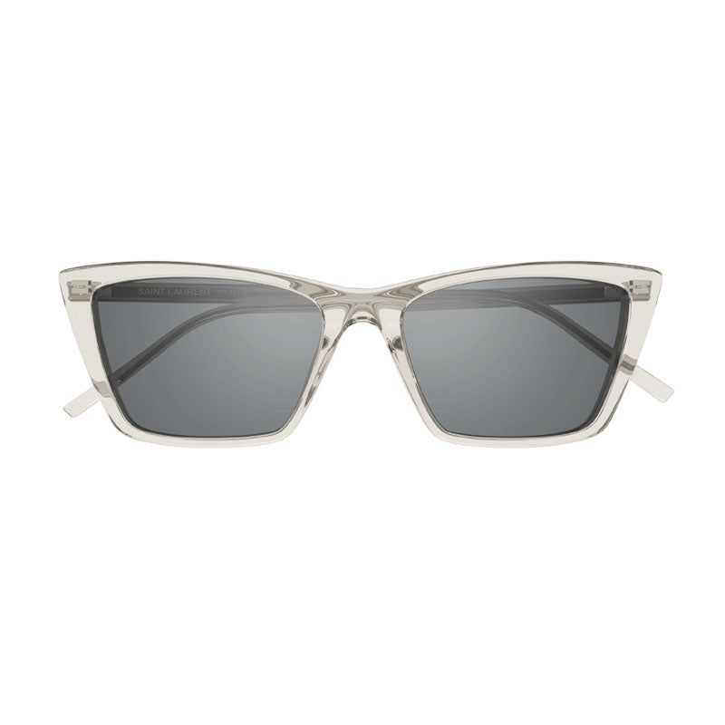 Saint Laurent Sunglasses Cat Eye Full Rim, Transparent Beige Frame and Silver Lens SL737MICATHIN004