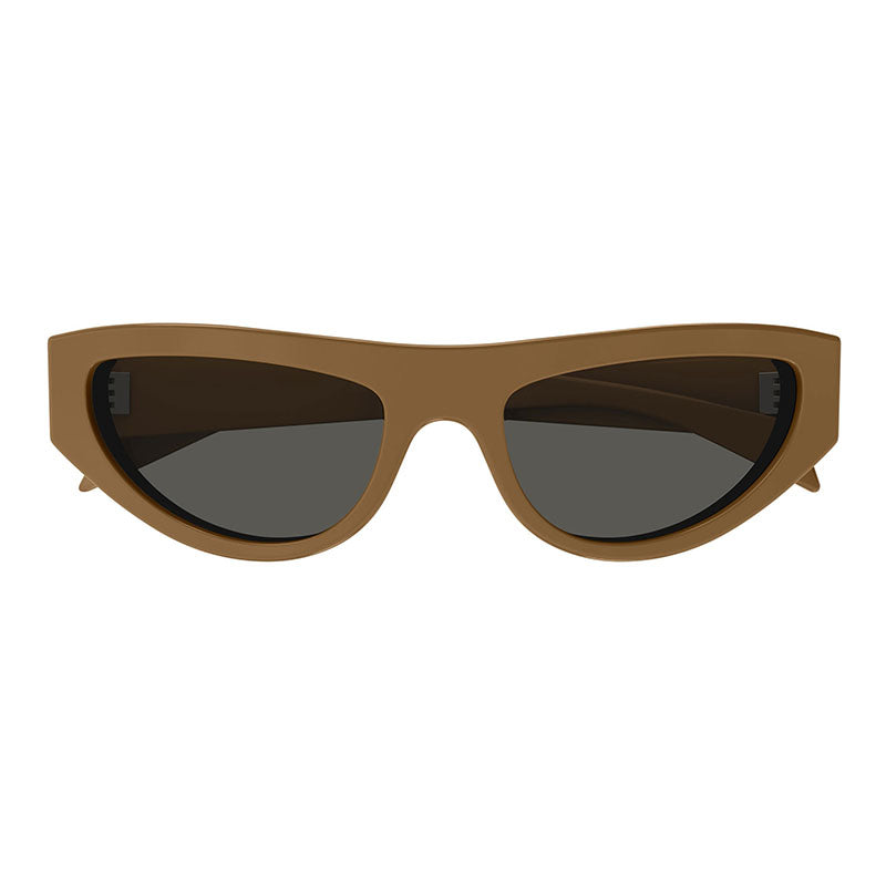 Gucci Cat Eye Full Rim, with a Solid Nut Beige frame and Grey lens.