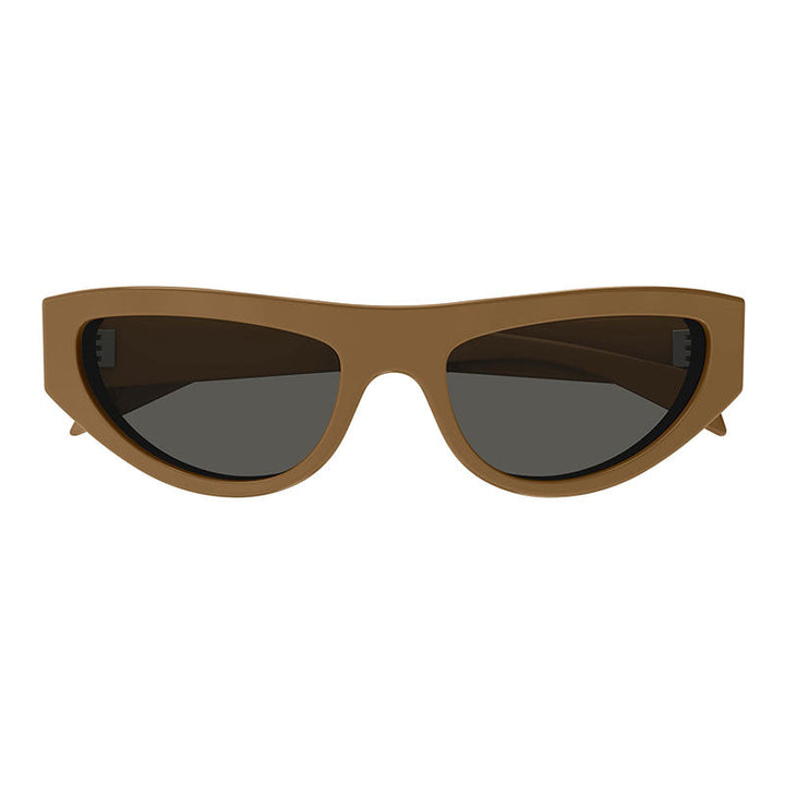Gucci Cat Eye Full Rim, with a Solid Nut Beige frame and Grey lens.
