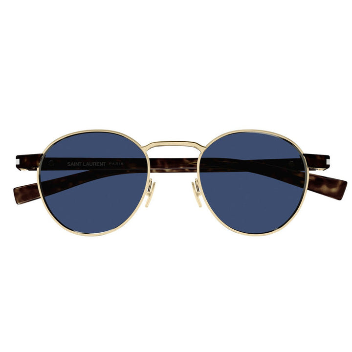 Saint Laurent Sunglasses Round Full Rim, Gold and Havana Frame and Blue Lens SL707004
